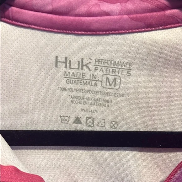 Huk Women's Hoodie Long Sleeve Tee - Pink Camo - Picture 2 of 5